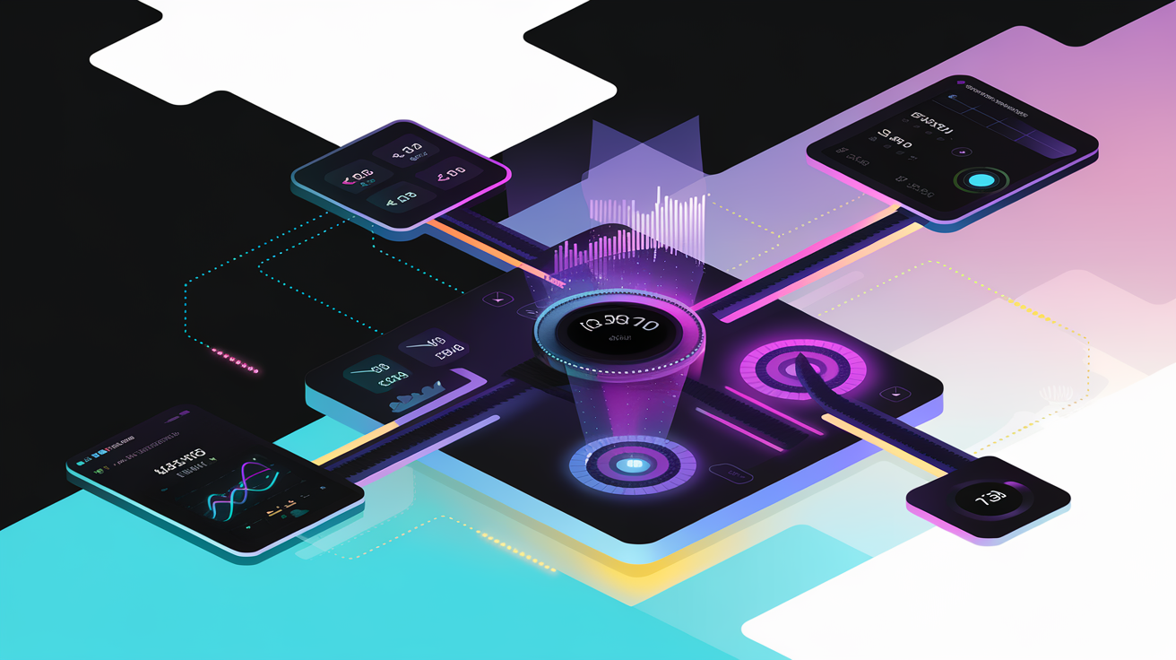 A unified AI workflow visualization showing interconnected automation nodes and data flows on a dark tech dashboard background